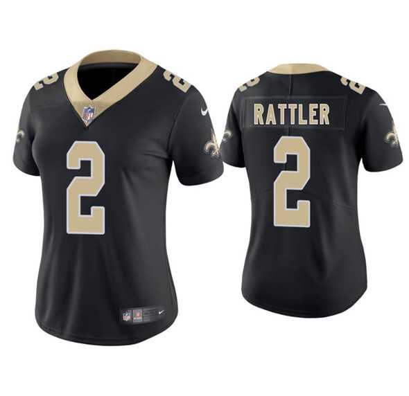 Women%27s New Orleans Saints #2 Spencer Rattler Black 2025 Vapor Limited Stitched Jersey Dzhi->new orleans saints->NFL Jersey
